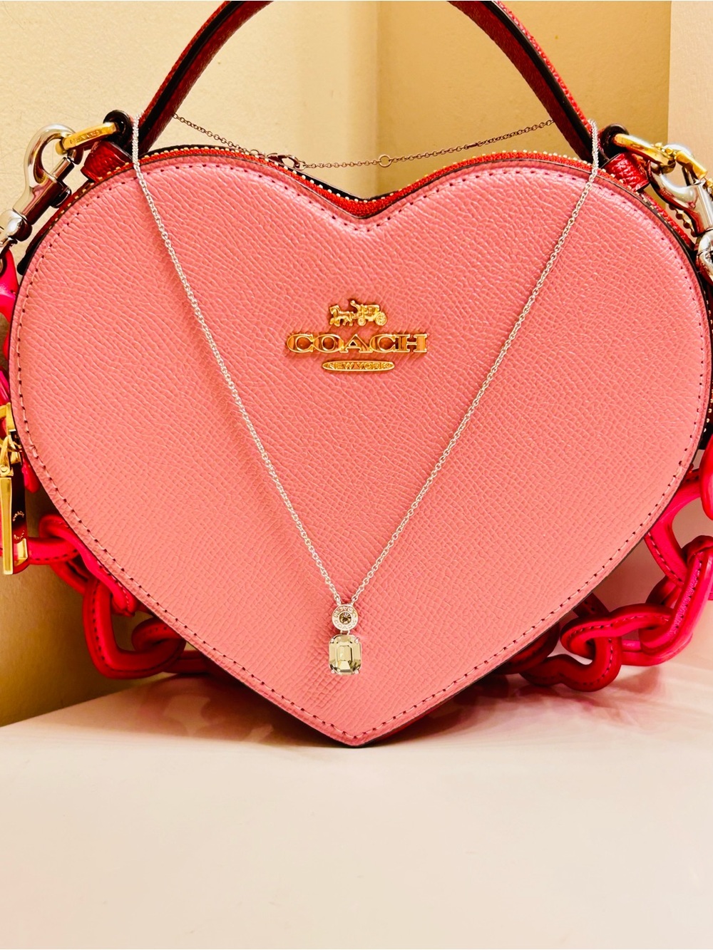 Coach Smoky Gray Stone Charm Necklace - Picture 6 of 14